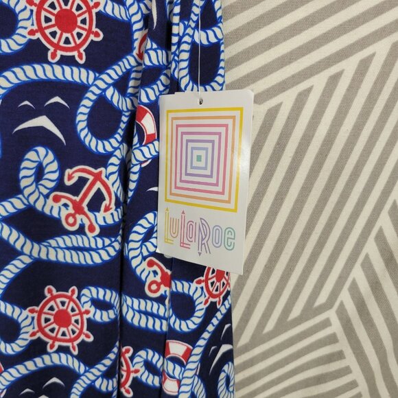 NEW Lularoe Carly NWT Dress Size XXS Short Sleeve Nautical Life Preserver Anchor - Picture 5 of 8